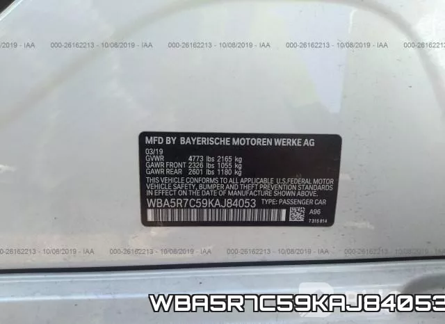 WBA5R7C59KAJ84053 фото 10