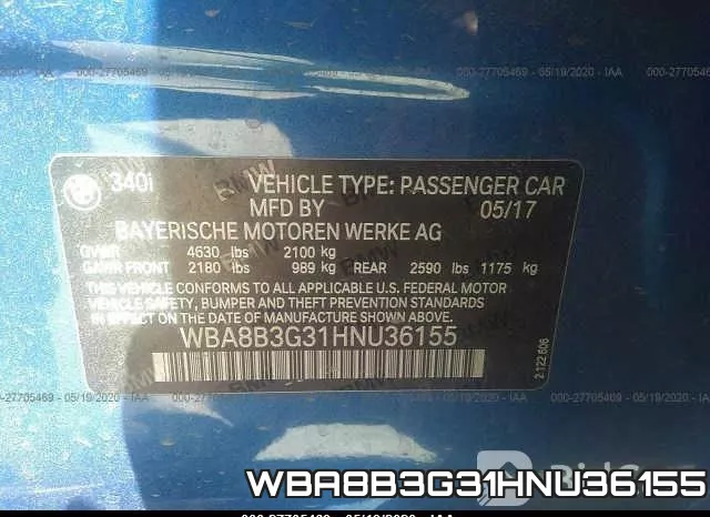 WBA8B3G31HNU36155 фото 10