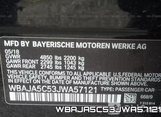 WBAJA5C53JWA57121 фото 10