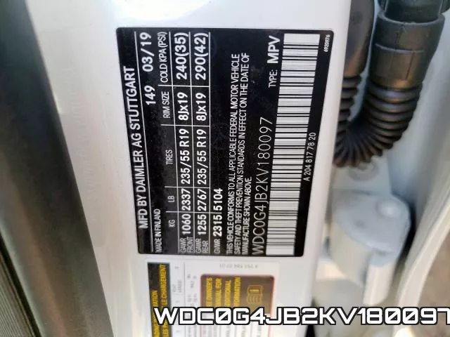 WDC0G4JB2KV180097 фото 2