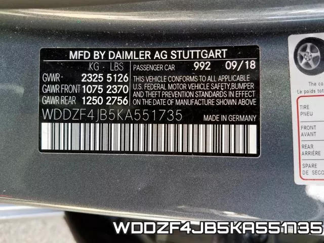 WDDZF4JB5KA551735 фото 2