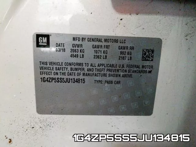 1G4ZP5SS5JU134815 фото 2