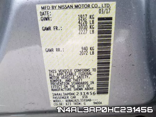 1N4AL3AP0HC231456 фото 2
