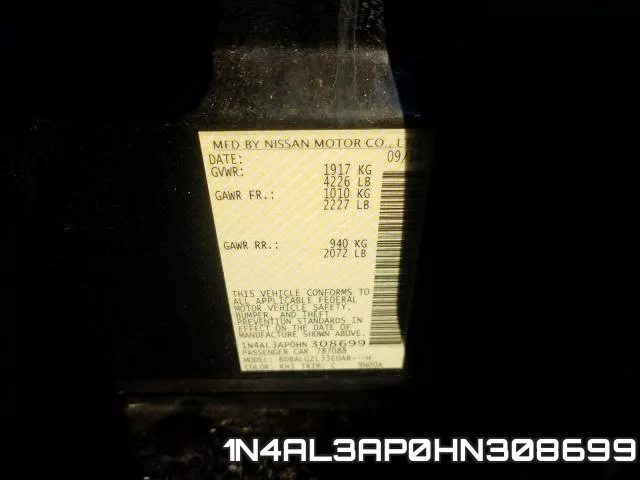 1N4AL3AP0HN308699 фото 2