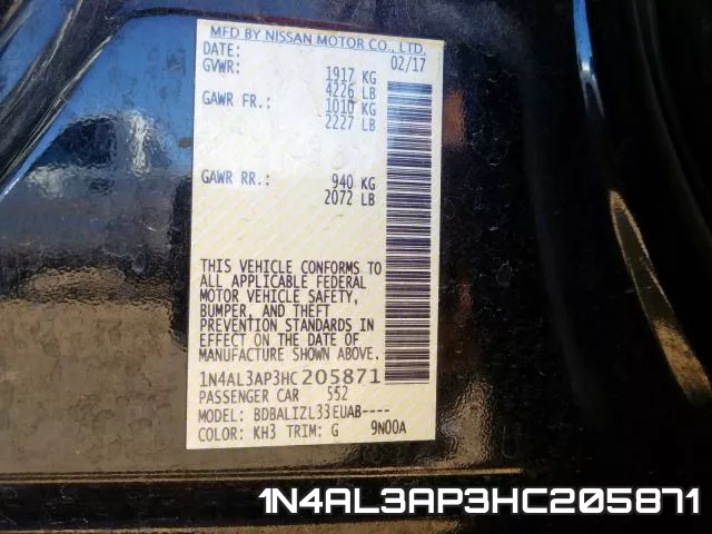 1N4AL3AP3HC205871 фото 2