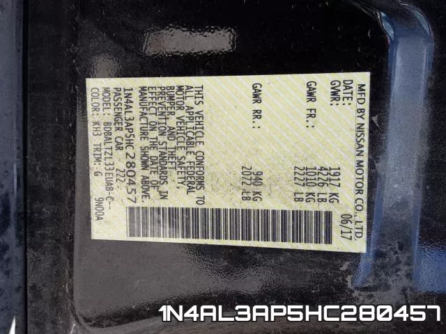 1N4AL3AP5HC280457 фото 2