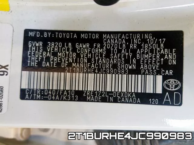 2T1BURHE4JC990983 фото 2