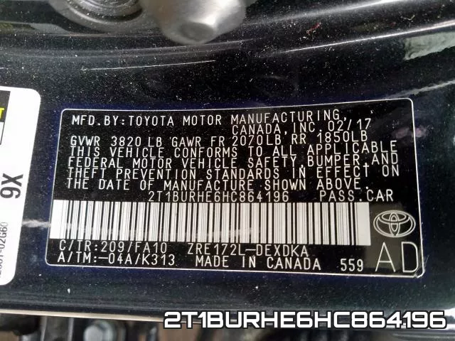 2T1BURHE6HC864196 фото 2