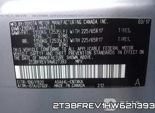 2T3BFREV1HW627393 фото 10