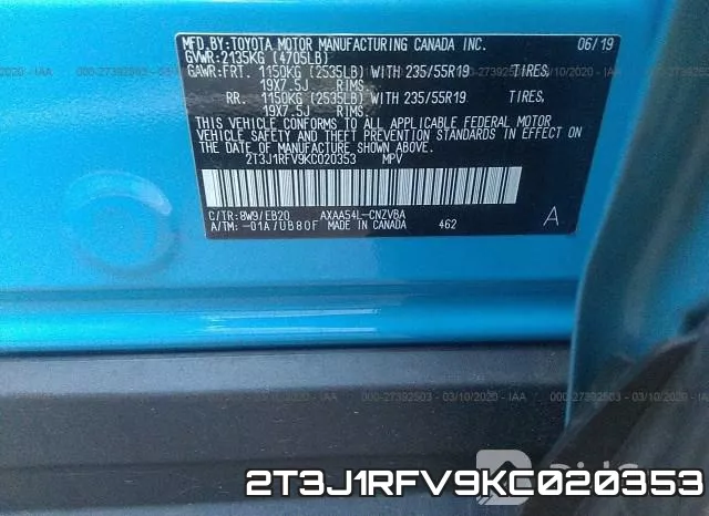 2T3J1RFV9KC020353 фото 10