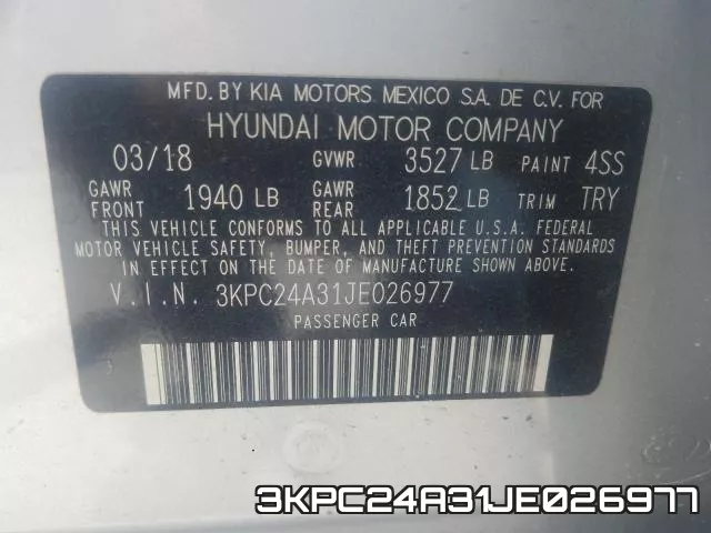 3KPC24A31JE026977 фото 2