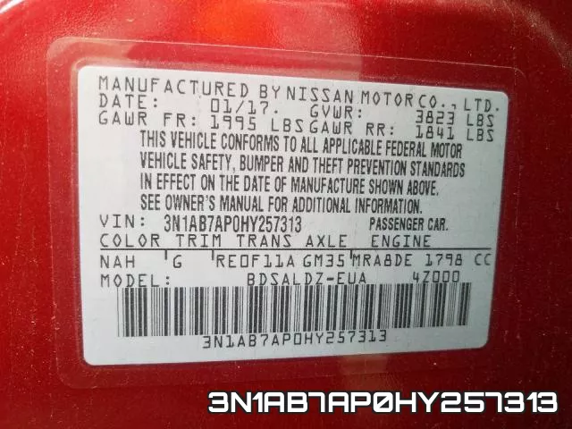 3N1AB7AP0HY257313 фото 2
