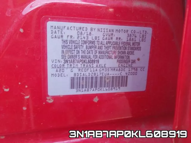 3N1AB7AP0KL608919 фото 2