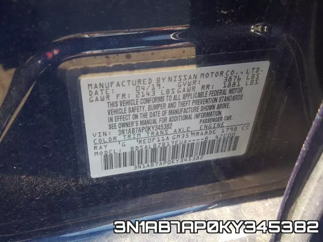 3N1AB7AP0KY345382 фото 2