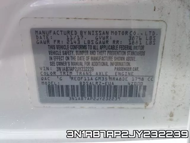 3N1AB7AP2JY232239 фото 2