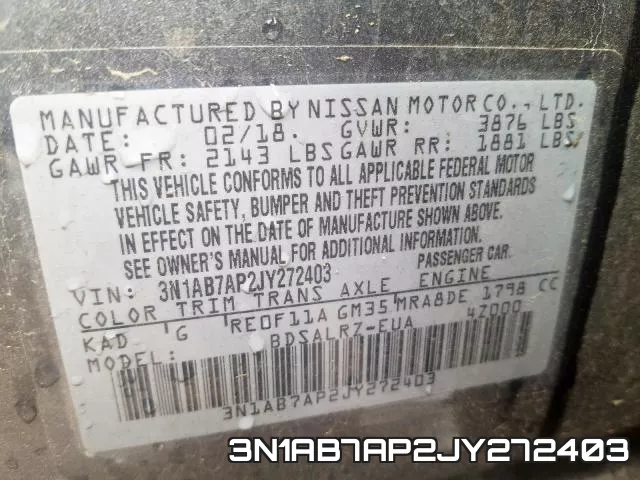 3N1AB7AP2JY272403 фото 2