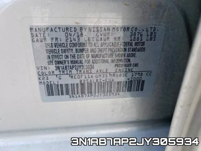 3N1AB7AP2JY305934 фото 2