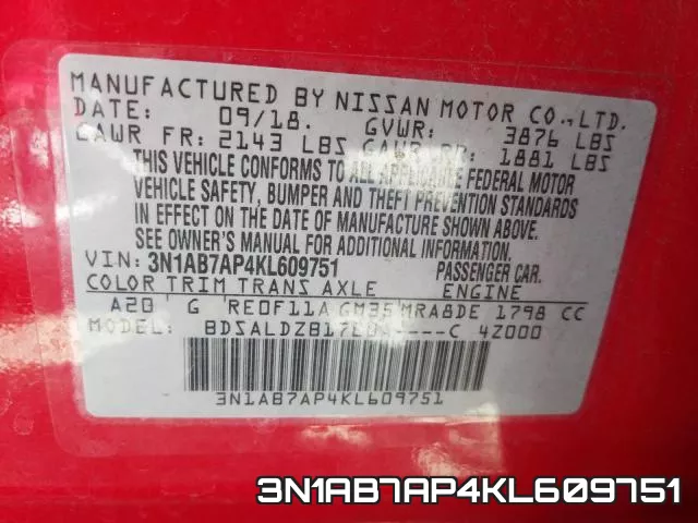 3N1AB7AP4KL609751 фото 2