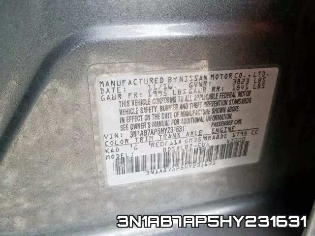 3N1AB7AP5HY231631 фото 2
