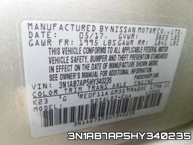 3N1AB7AP5HY340235 фото 2