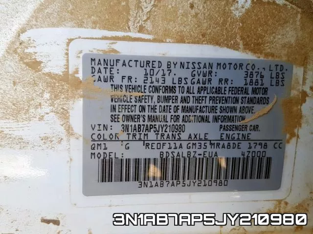 3N1AB7AP5JY210980 фото 2
