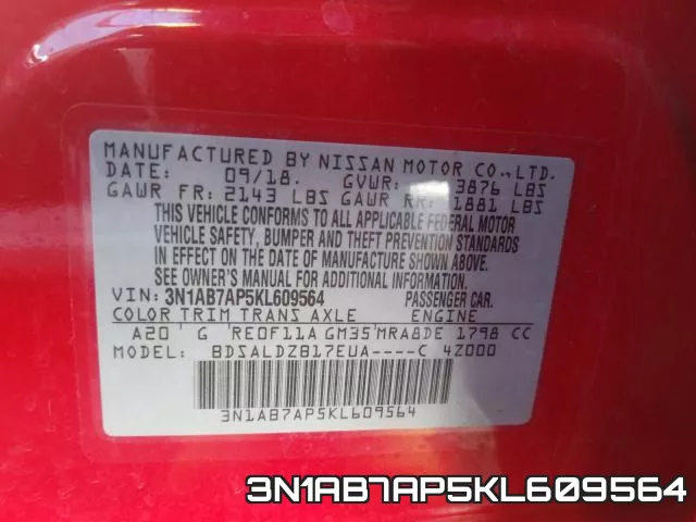 3N1AB7AP5KL609564 фото 2