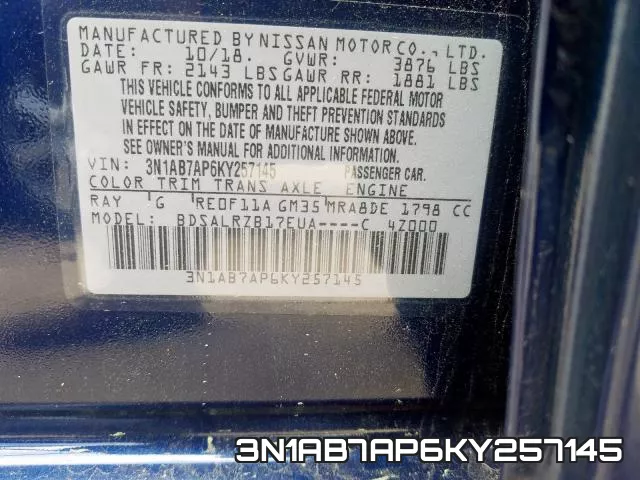 3N1AB7AP6KY257145 фото 2