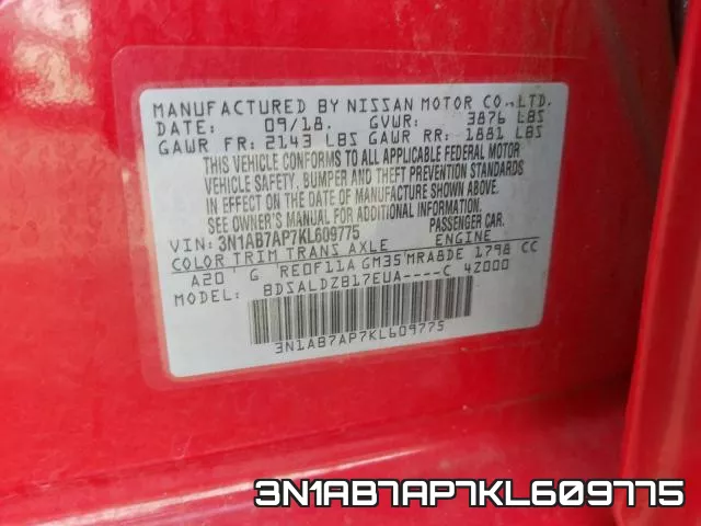 3N1AB7AP7KL609775 фото 2