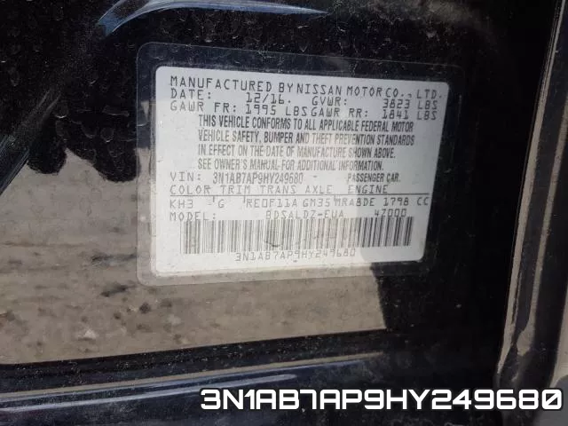 3N1AB7AP9HY249680 фото 2