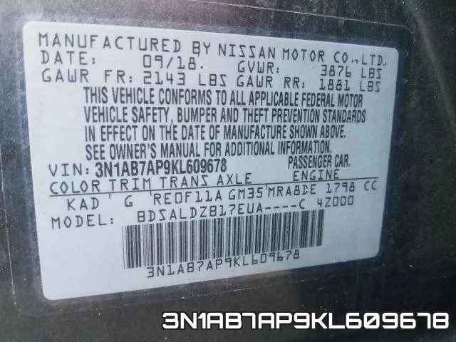 3N1AB7AP9KL609678 фото 2