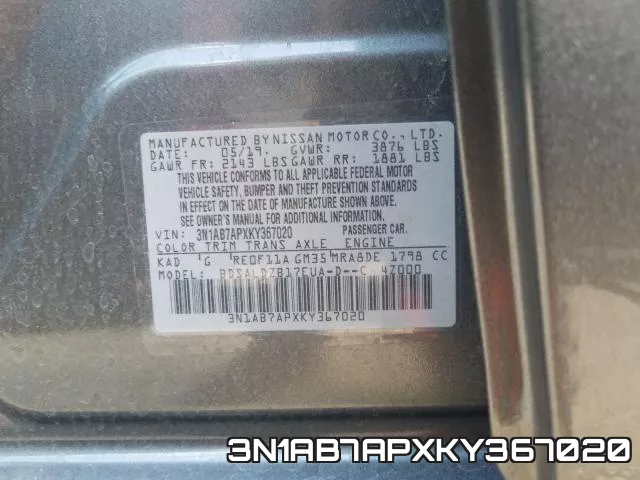 3N1AB7APXKY367020 фото 2