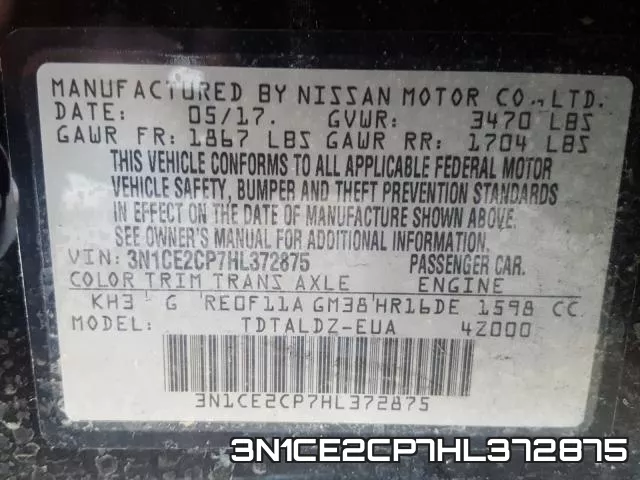 3N1CE2CP7HL372875 фото 2