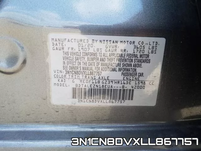 3N1CN8DVXLL867757 фото 2