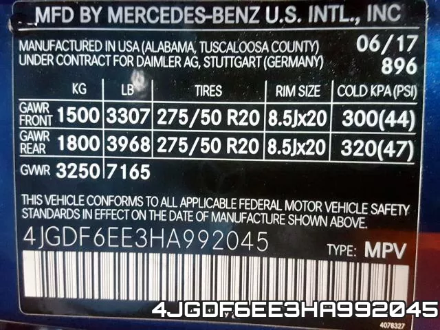 4JGDF6EE3HA992045 фото 2
