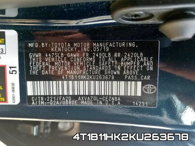 4T1B11HK2KU263678 фото 2