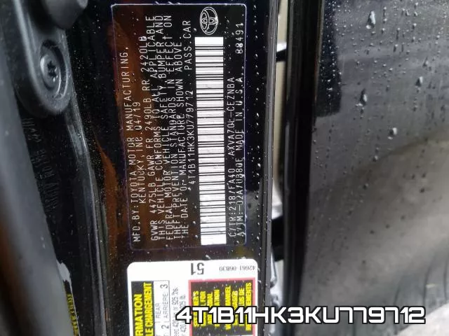 4T1B11HK3KU779712 фото 2