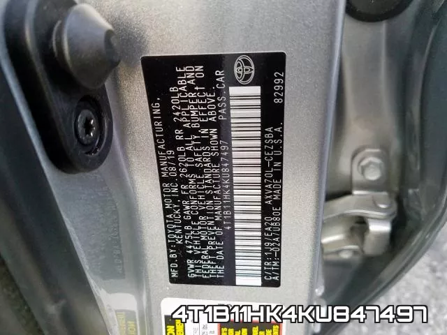 4T1B11HK4KU847497 фото 2