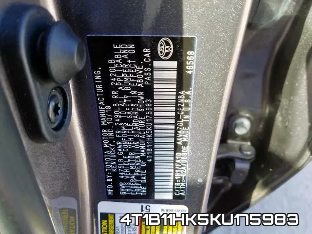 4T1B11HK5KU175983 фото 2