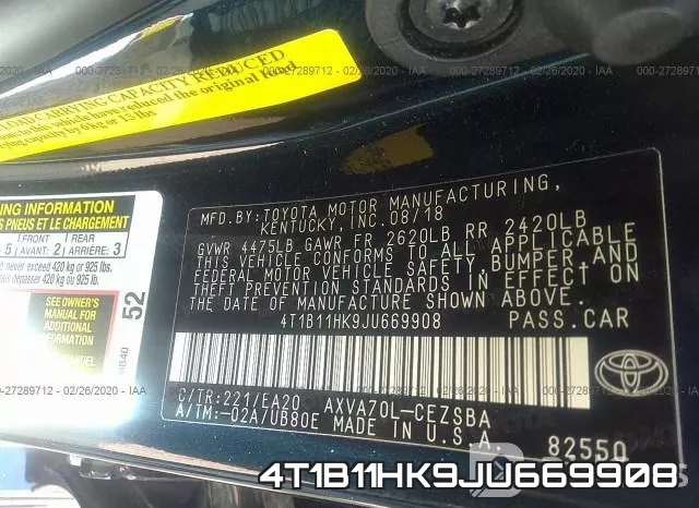 4T1B11HK9JU669908 фото 10
