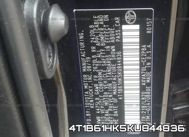 4T1B61HK5KU844836 фото 10