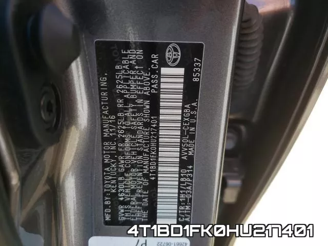 4T1BD1FK0HU217401 фото 2