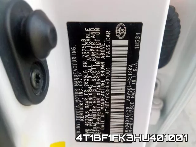 4T1BF1FK3HU401001 фото 2