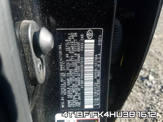4T1BF1FK4HU387612 фото 2