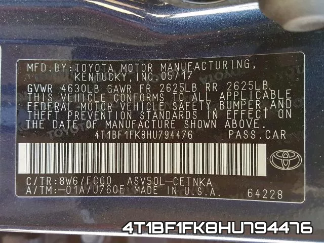 4T1BF1FK8HU794476 фото 2