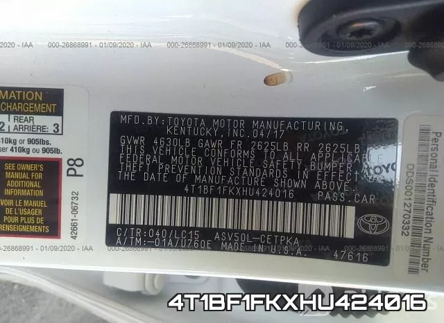 4T1BF1FKXHU424016 фото 10