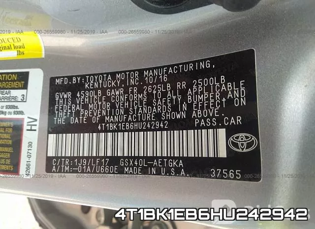 4T1BK1EB6HU242942 фото 10