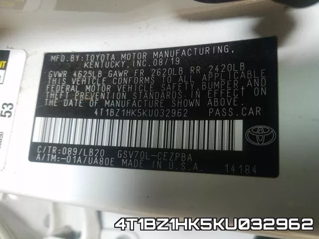4T1BZ1HK5KU032962 фото 2