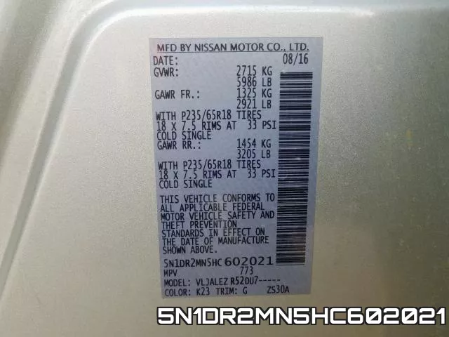 5N1DR2MN5HC602021 фото 2