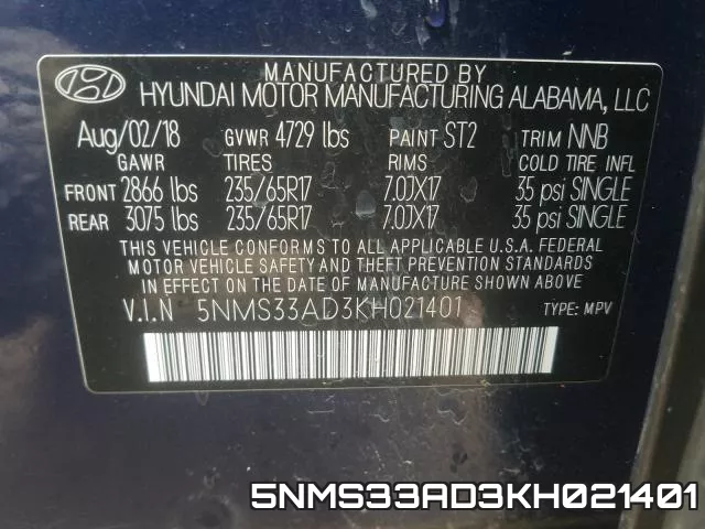 5NMS33AD3KH021401 фото 2