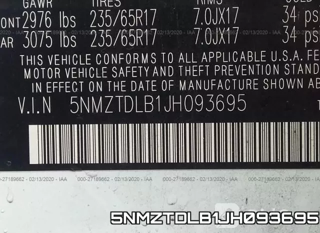 5NMZTDLB1JH093695 фото 10
